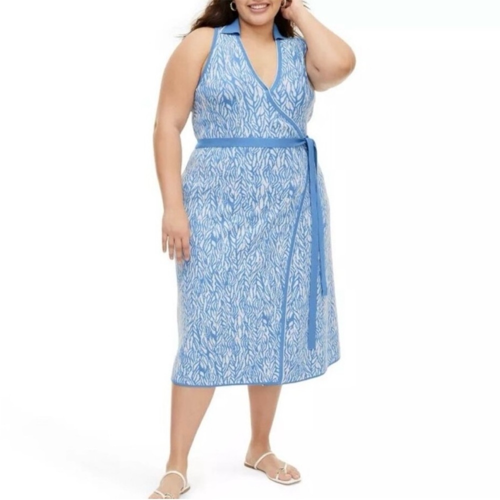 NWT Diane Von Furstenberg for Target, Blue Sweater Knit Wrap Dress, 3X